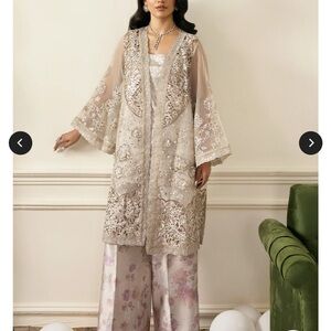 Pakistani Elegant Cream Lace Dress